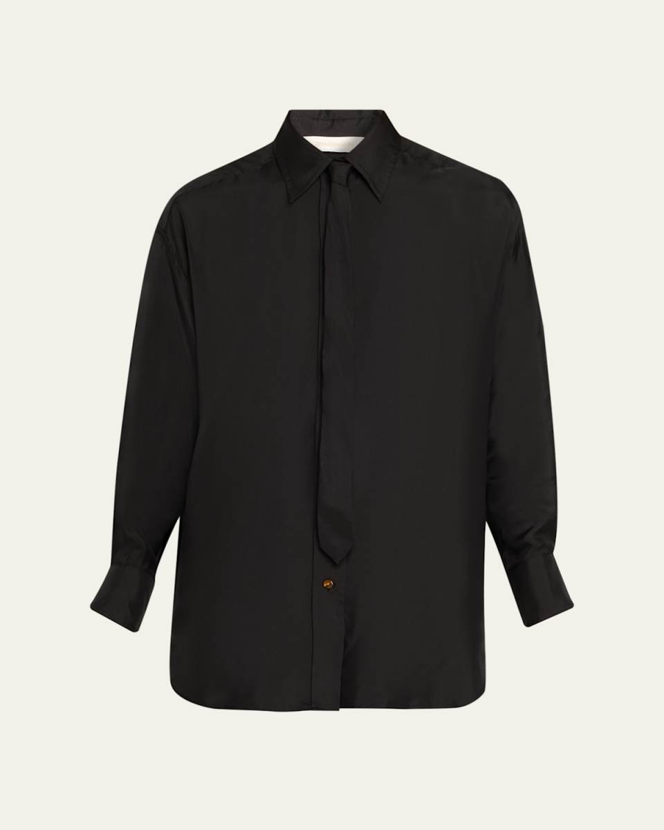 Relaxed Long-Sleeve Tie Shirt